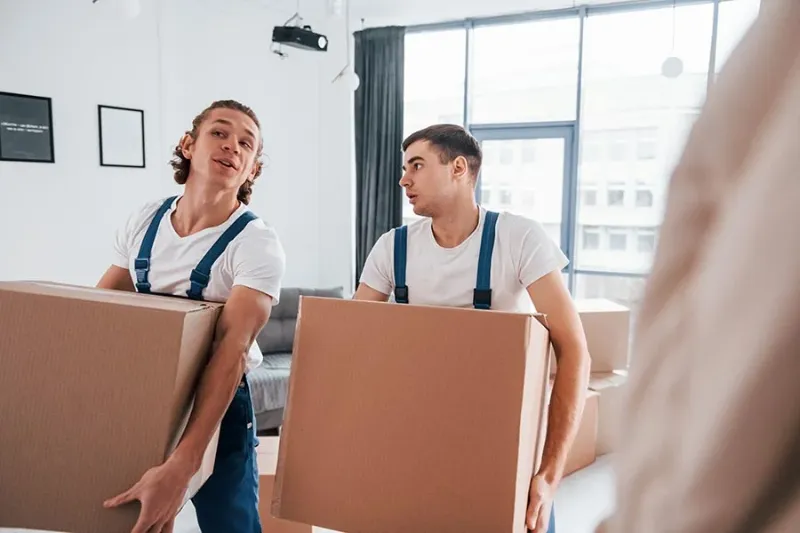 Hanu Packers and Movers team handling a house shifting in Kakinada