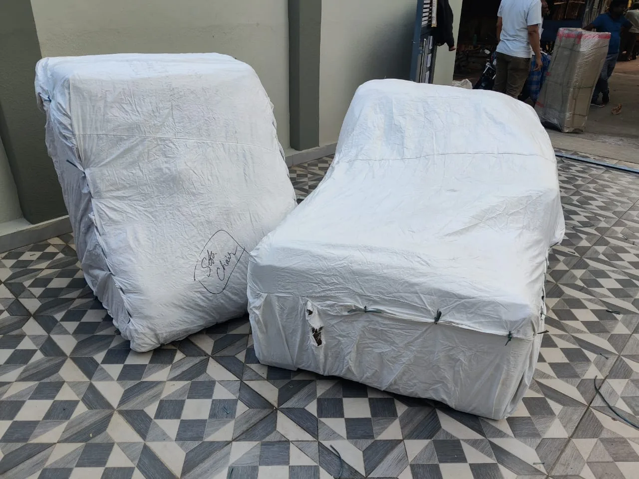 Sofa set wrapped for house shifting by Hanu Packers and Movers Rajahmundry